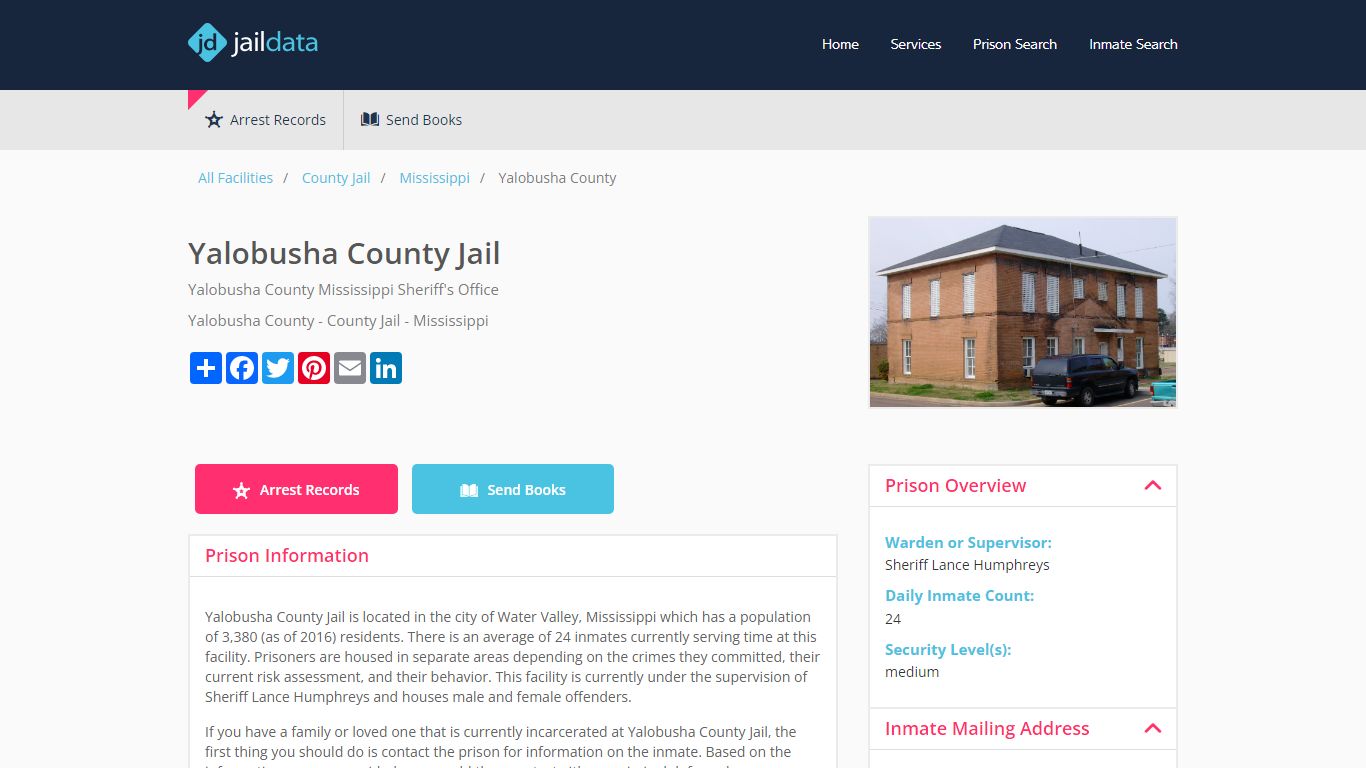 Yalobusha County Jail Inmate Search and Prisoner Info - Water Valley, MS